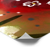 Daisy Horse Abstrakt Art Red White Green Poster (Ecke)