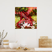 Daisy Horse Abstrakt Art Red White Green Poster (Küche)