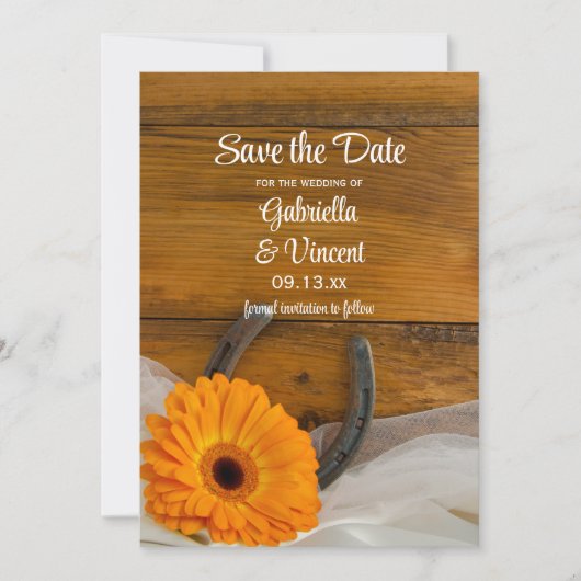 Daisy Horseshoe Western Wedding Save the Date (Vorderseite)