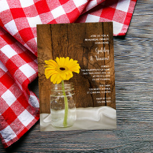 Daisy in Mason Jar Barn Hochzeitsessen Probe Einladung