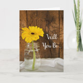 Daisy in Mason Jar werden Sie meine Bridesmaid Einladung (Vorderseite)