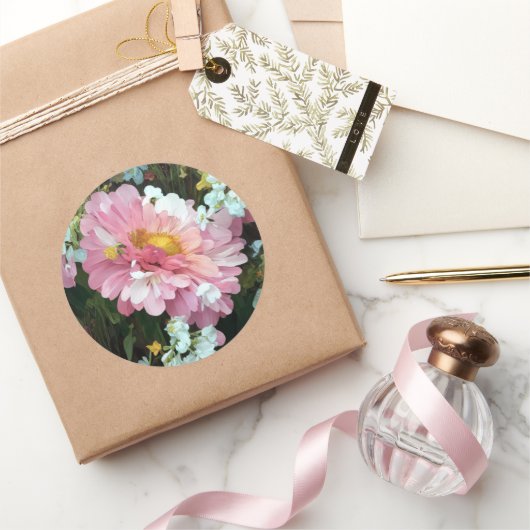 Daisy in Pink Runder Aufkleber (Schenken)