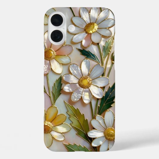 Daisy iPhone Case Stained Glass Warm Floral Design (Rückseite)