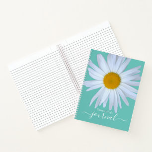 Daisy Journal Green White Script Spiral Notebook Notizblock