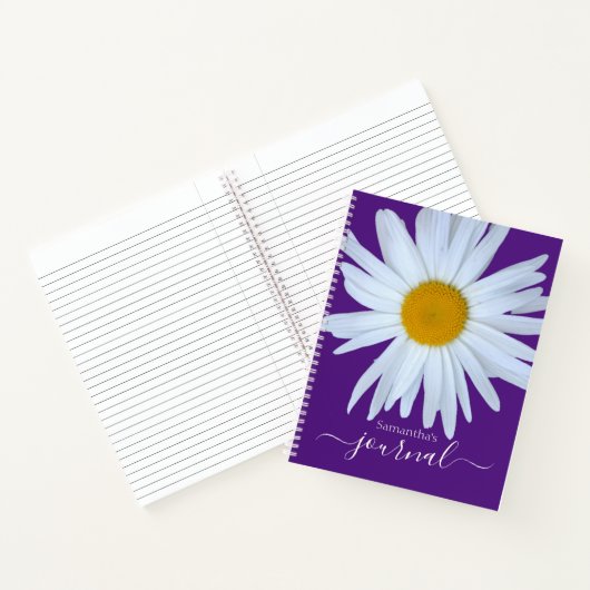 Daisy Journal Lila White Script Spiral Notebook Notizblock (Innenseite)