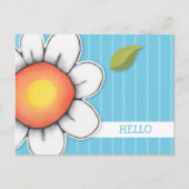 Daisy Joy blue Hello Postcard Postkarte (Vorderseite)