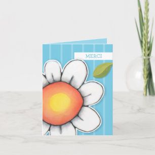 Daisy Joy blue stripes Danke Note Card