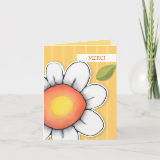 Daisy Joy yellow stripes Danke Note Card (Vorderseite)