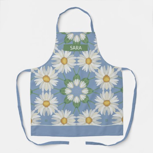 Daisy Kaleidoskop Muster auf Sky Blue Background Schürze (Vorderseite)
