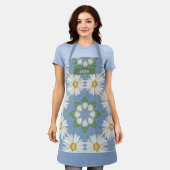 Daisy Kaleidoskop Muster auf Sky Blue Background Schürze (Getragen)