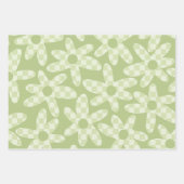 Daisy Karo Sage Green Retro Modernes Muster Geschenkpapier Set (Vorderseite)