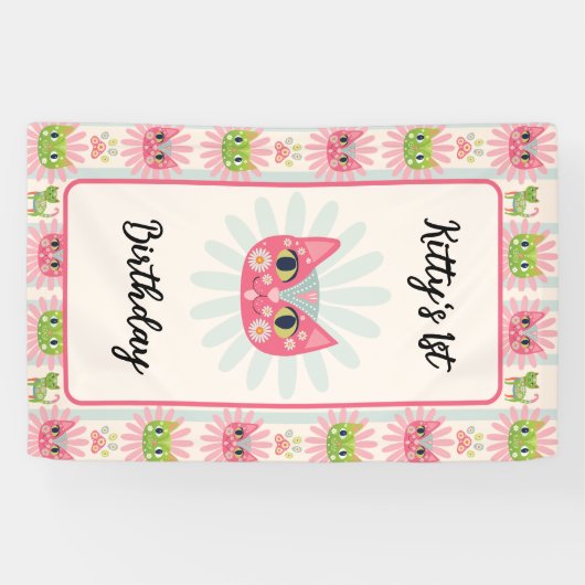 Daisy Kitty Cat Birthday Banner (Horizontal)