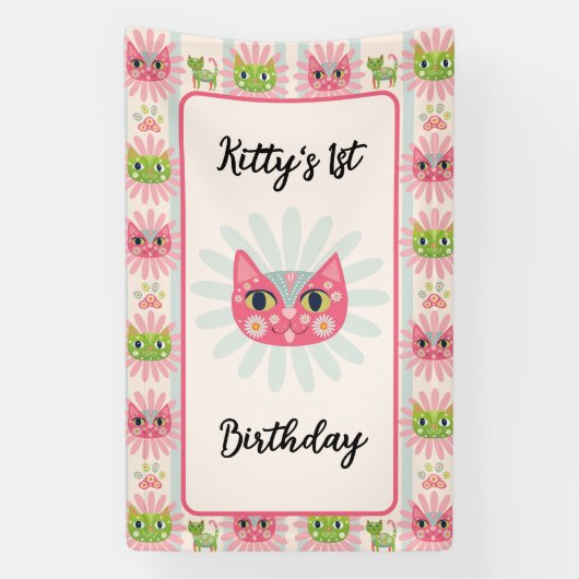 Daisy Kitty Cat Birthday Banner (Vertikal)