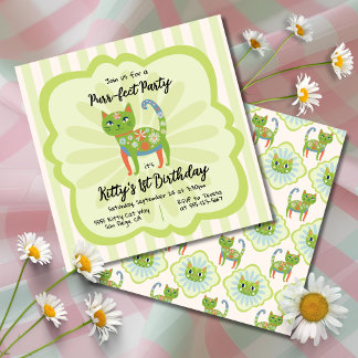 Daisy Kitty Face Purr-fect Geburtstagsparty Einladung