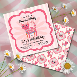 Daisy Kitty Face Purr-fect Geburtstagsparty Einladung