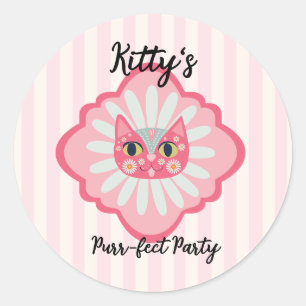 Daisy Kitty Face Purr-fect Geburtstagsparty Runder Aufkleber