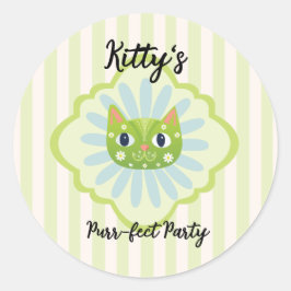 Daisy Kitty Face Purr-fect Geburtstagsparty Runder Aufkleber