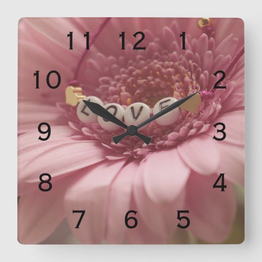 Daisy Liebe Quadratische Wanduhr (Vorderseite)