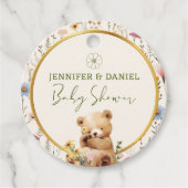 Daisy Light Beige Charming Teddy Bear Baby Dusche Geschenkanhänger (Vorderseite)