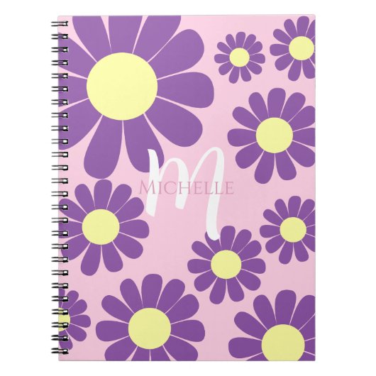 Daisy Lila Pink Monogram Notizblock (Vorderseite)