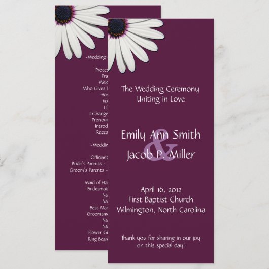 Daisy Lila Wedding Programs Programm (Vorne/Hinten)