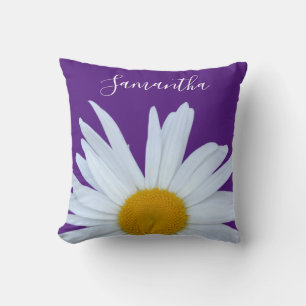 Daisy Lila White Script Kissen
