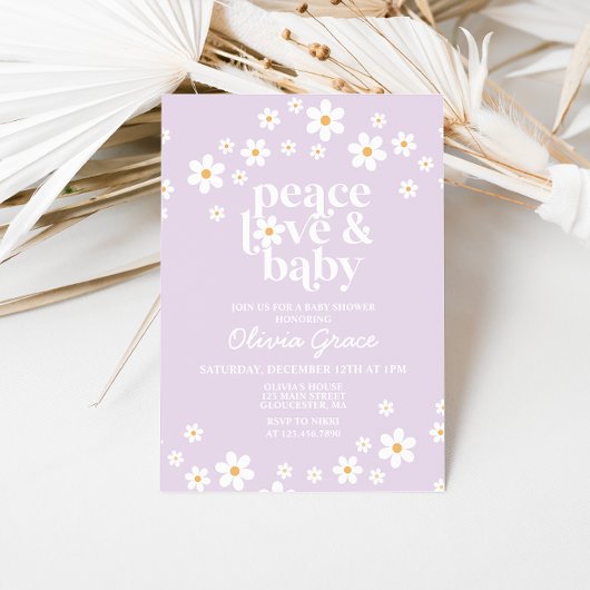 Daisy Lilac Peace Liebe Kinderdusche Einladung