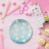 Daisy Lilie Blume Muster auf Meeresdrehmoment Hint Pappteller (Party)