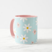 Daisy Lilie Blume Muster auf Meeresdrehmoment Hint Tasse (Vorderseite Links)