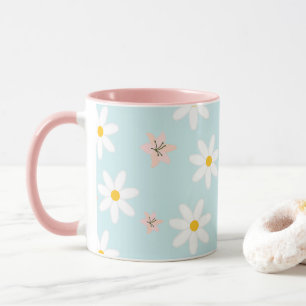Daisy Lilie Blume Muster auf Meeresdrehmoment Hint Tasse