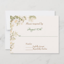 Daisy, Lily of the Valley on Ecru Wedding RSVP Einladung