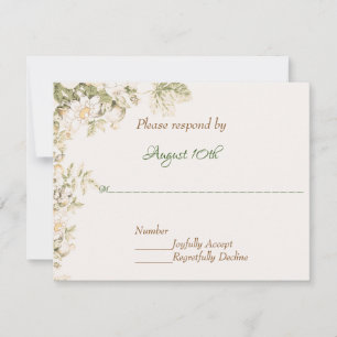 Daisy, Lily of the Valley on Ecru Wedding RSVP Einladung