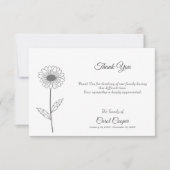 Daisy Line Art Beerdigung Danke Note Card (Vorderseite)