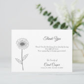 Daisy Line Art Beerdigung Danke Note Card (Stehend Vorderseite)