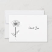 Daisy Line Art Beerdigung Danke Note Card (Rückseite)