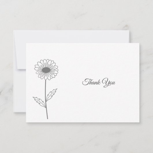 Daisy Line Art Beerdigung Danke Note Card (Rückseite)