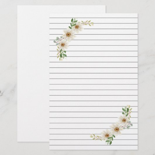 Daisy Lined Stationery Briefpapier (Vorne/Hinten)
