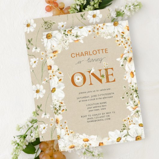 Daisy macht eine Terracotta 1. Geburtstag Einladung