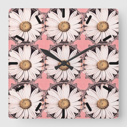 Daisy Mae Quadratische Wanduhr (Vorderseite)