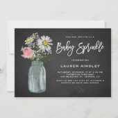 Daisy Mason Jar Chalkboard Rustic Baby Sprinkle Einladung (Vorderseite)