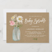 Daisy Mason Jar Kraft Paper Fall Baby Sprinkle Einladung (Vorderseite)