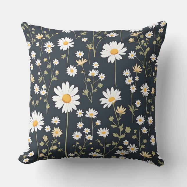 Daisy Meadow Floral Pattern.Moderne Außenwelt Kissen (Vorderseite)
