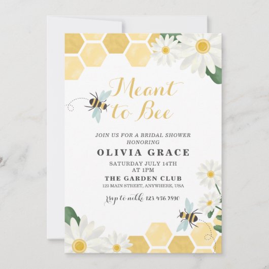 Daisy Meant to Bee Bridal Dusche Einladung (Vorderseite)