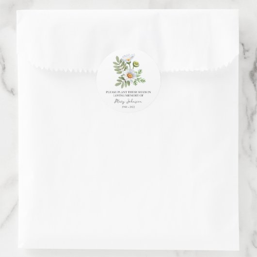 Daisy Memorial Funerary Seed Packet Runder Aufkleber (Tasche)