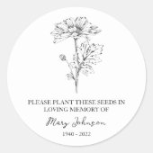 Daisy Memorial Funerary Seed Packet Runder Aufkleber (Vorderseite)