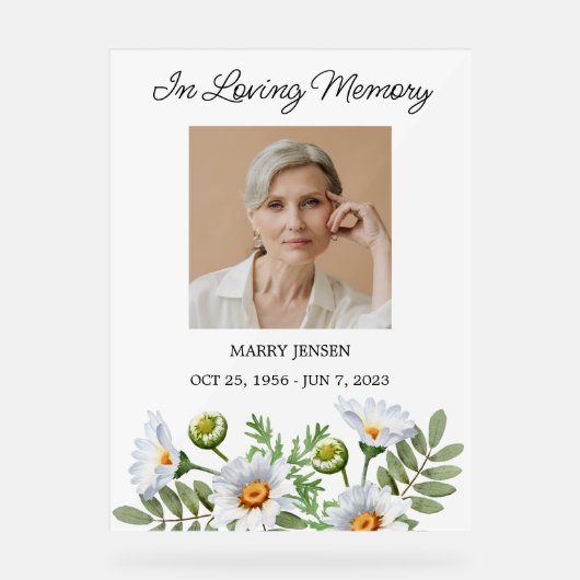 Daisy Memorial Photo Funeral Acrylschild (Vorderseite)