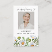 Daisy Memorial Photo Funeral Prayer Card Visitenkarte (Vorderseite)