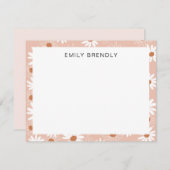 Daisy Modern Hand Drawing Muster Flat Note Card Mitteilungskarte (Vorne/Hinten)
