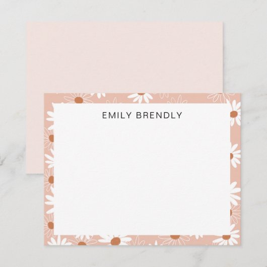 Daisy Modern Hand Drawing Muster Flat Note Card Mitteilungskarte (Vorne/Hinten)