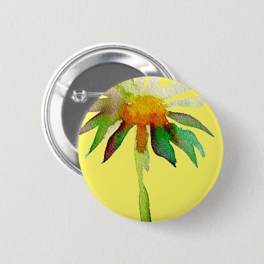Daisy Moderne Blume in Gelb Button (Vorne & Hinten)